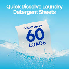Earth Breeze Laundry Detergent Sheets Fresh Scent 60 Loads | Eco Liquidless Soap - Travel-Friendly for Hot & Cold Cycles, Tackles Tough Stains & Odors - Gentle on Skin