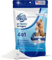Earth Breeze Pet Laundry Detergent Powder 2lbs (64 Loads) | Powerful 4-in-1 Cleaner for Dog & Cat Bedding, Blankets & Towels – Tackle Odors, Fight Stains